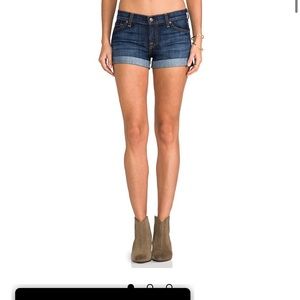 138$ 7FAM Womens Roll Up Jean Shorts BLUE 26